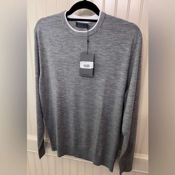 New G/Fore Men’s Large Merino Wool Crew Neck Heather Gray Golf Sweater